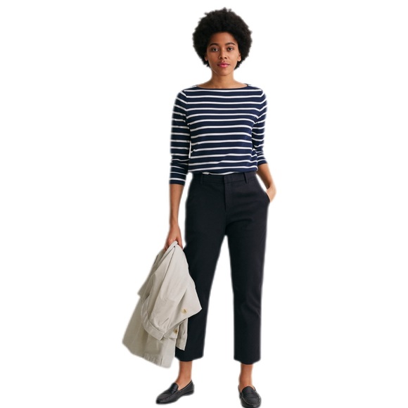 Free Assembly Dark Navy Straight Leg Cropped Pants Mid Rise 4 Pockets Size 12 - Picture 1 of 11